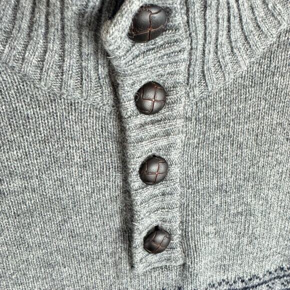 Daniele Blasi Gray Navy Wool Mock Neck 1/4 Button Pullover Knit Sweater Men's M - Picture 5 of 8